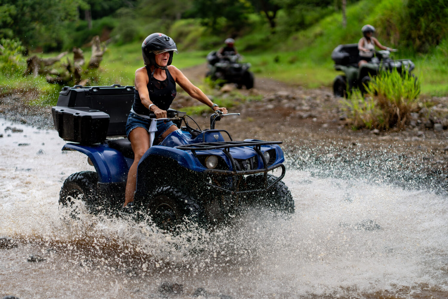 Guests riding ATVs before the chocolate experience at Vista Los Sueños